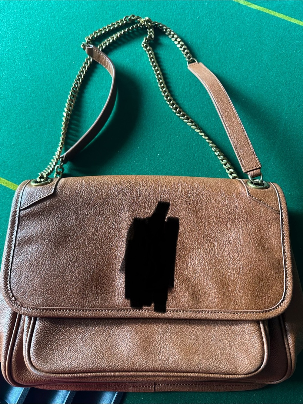 Women's Brown Leather Shoulder Bag with Chain Strap FASHION